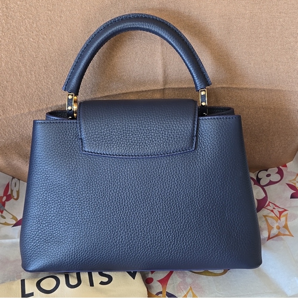 LOUIS VUITTON *NWT* Capucines MM Navy Taurillon Leather Mother of Pearl - Picture 2 of 12